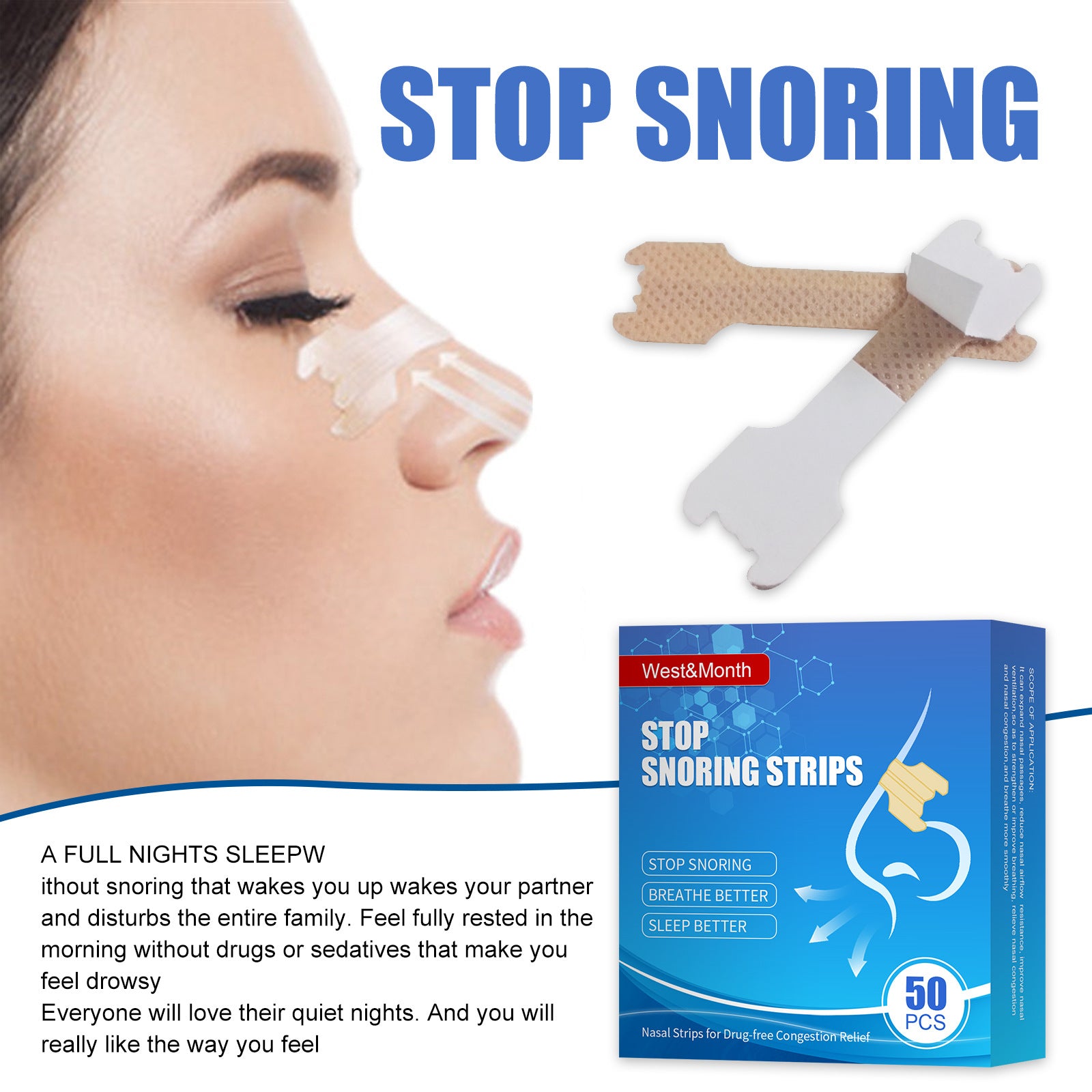 3 Pack Nasal Strips for Sleep - LessBarriers