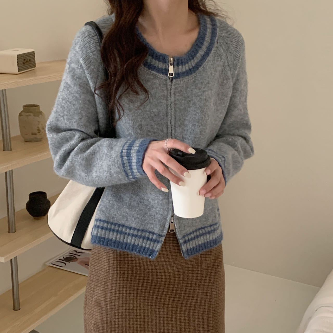 Accent Collar Cardigan for Women - LessBarriers