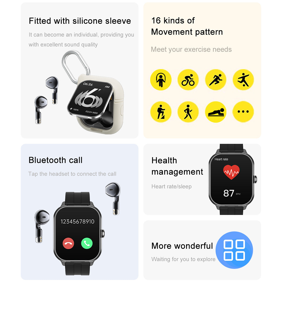 Health Watch with Bluetooth Earphones - LessBarriers