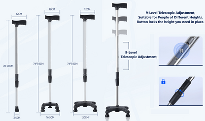 Stable Four-Corner Support Cane - LessBarriers