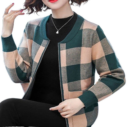 Lightweight Plaid Cardigan for Women - LessBarriers