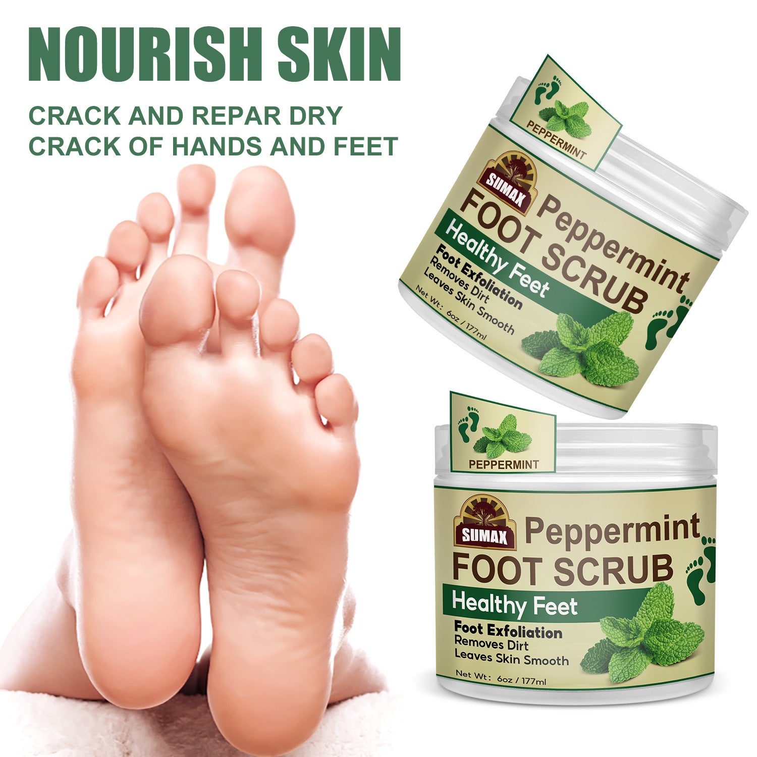 Peppermint foot scrub 177ml - LessBarriers