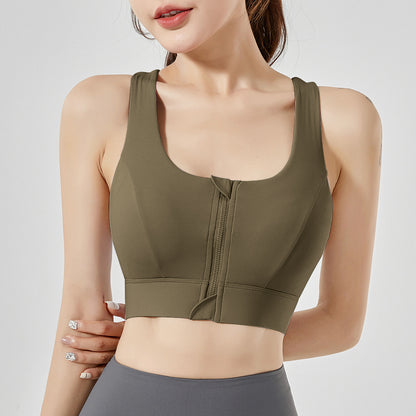 Front Zipper Sports Bra for Support - LessBarriers