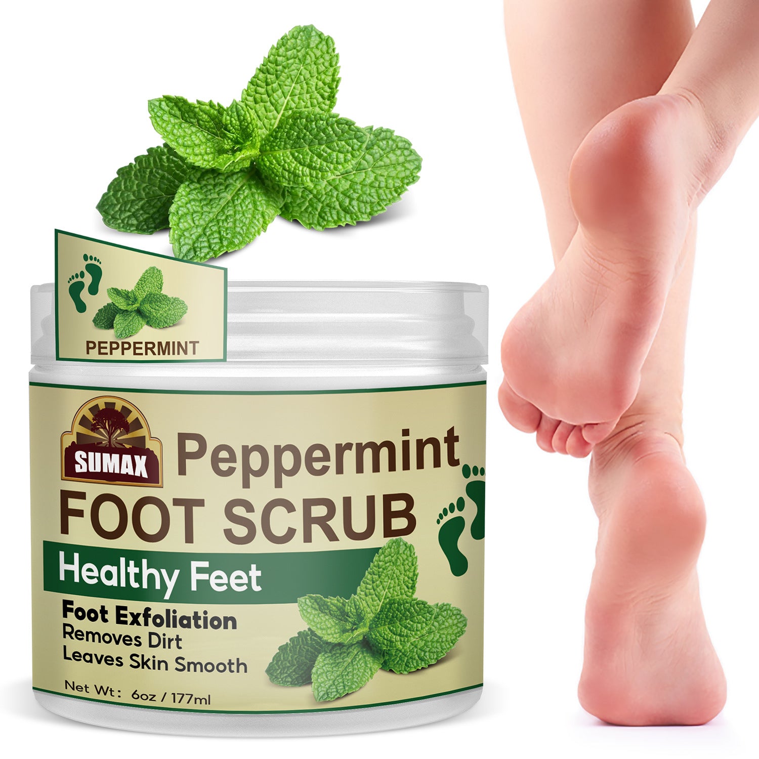 Peppermint foot scrub 177ml - LessBarriers