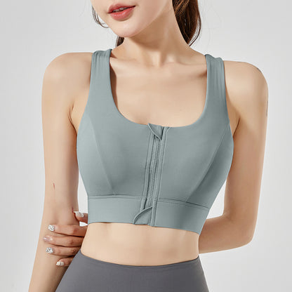 Front Zipper Sports Bra for Support - LessBarriers