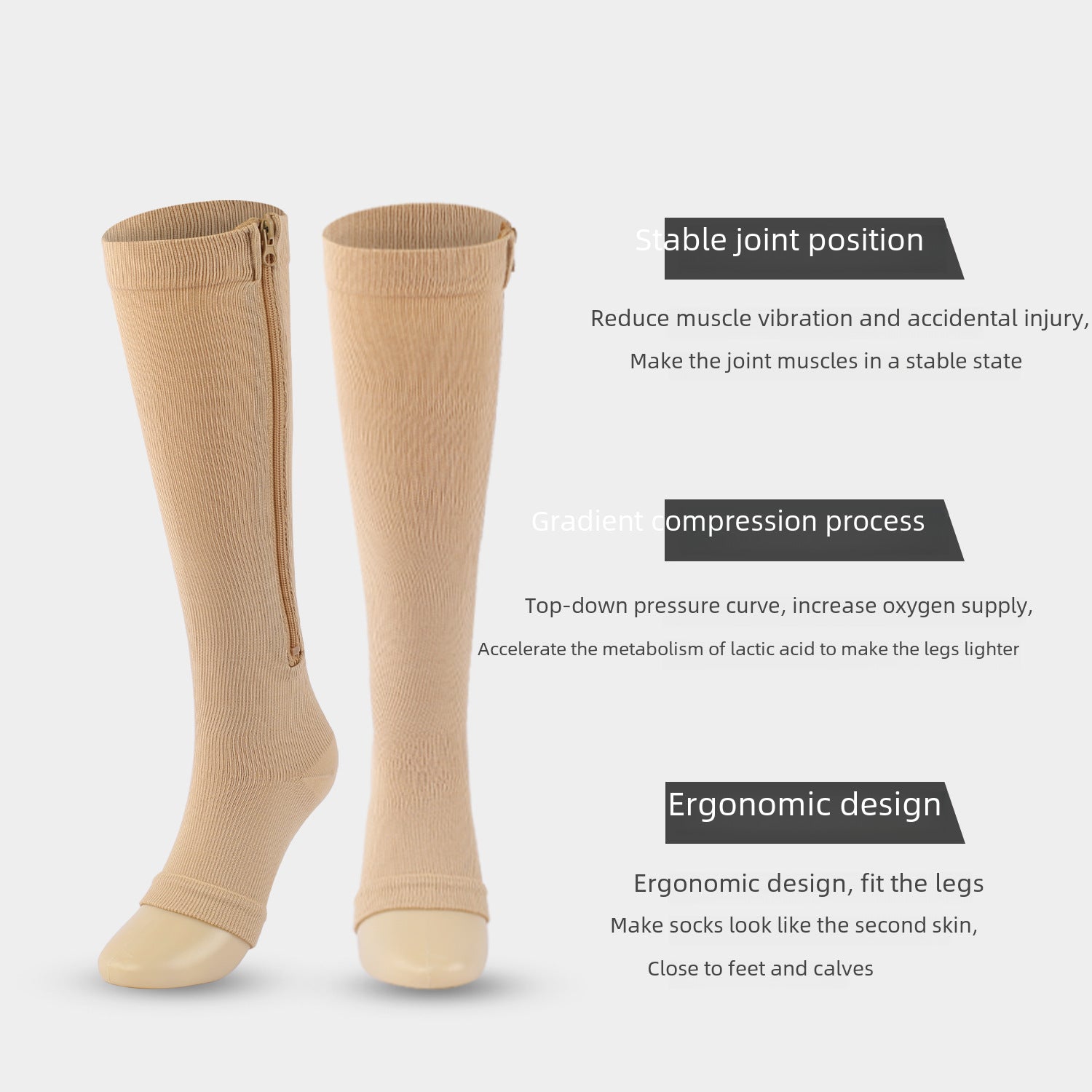 Compression Socks with Side Zipper Support - LessBarriers