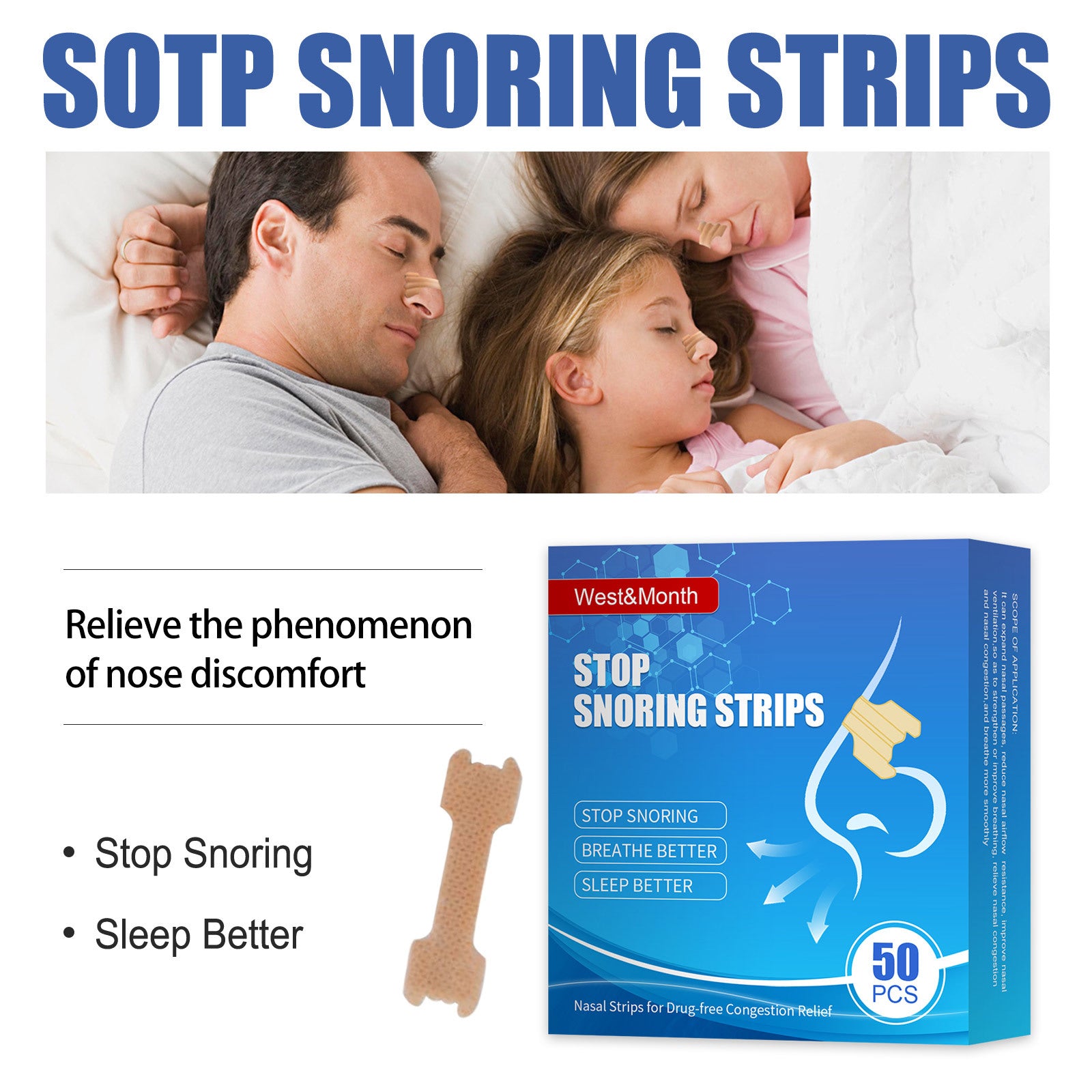 3 Pack Nasal Strips for Sleep - LessBarriers