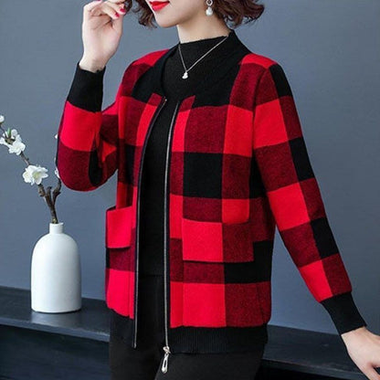 Lightweight Plaid Cardigan for Women - LessBarriers